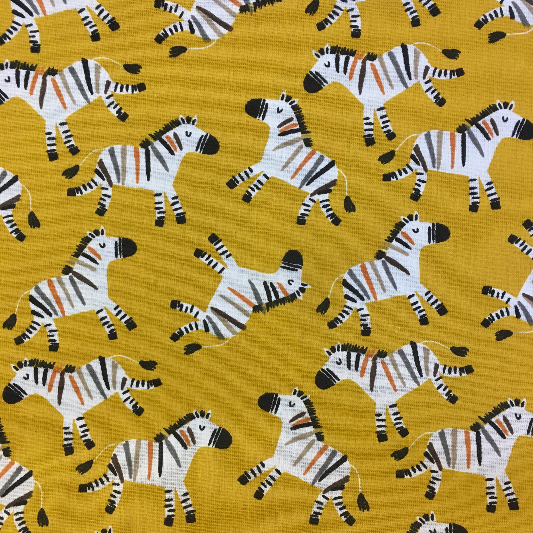 Baumwolle gelb mit Zebras