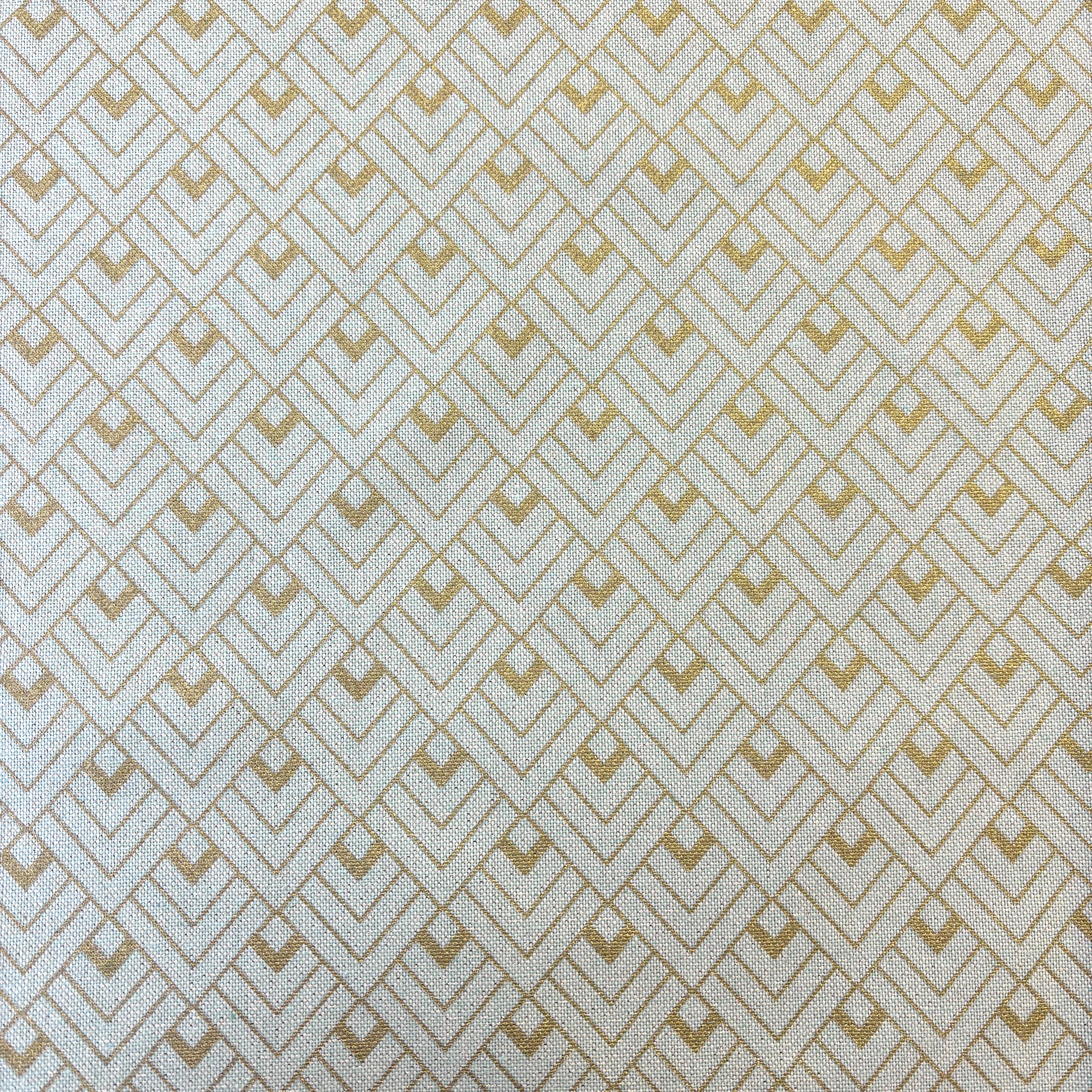 Canvas Baumwollstoff mint gold gemustert