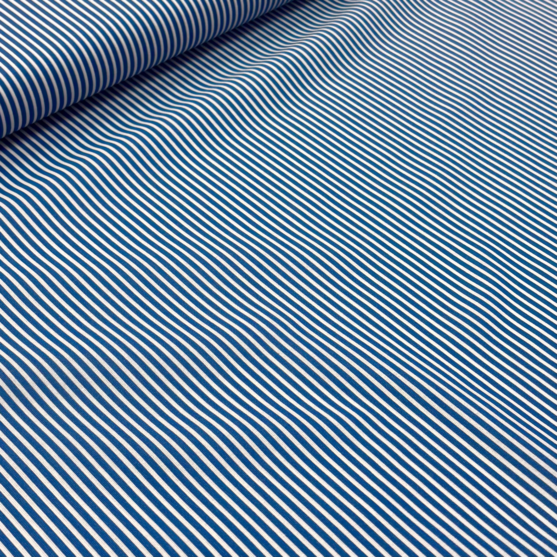 Baumwolle Baumwollstoff blau weiß gestreift