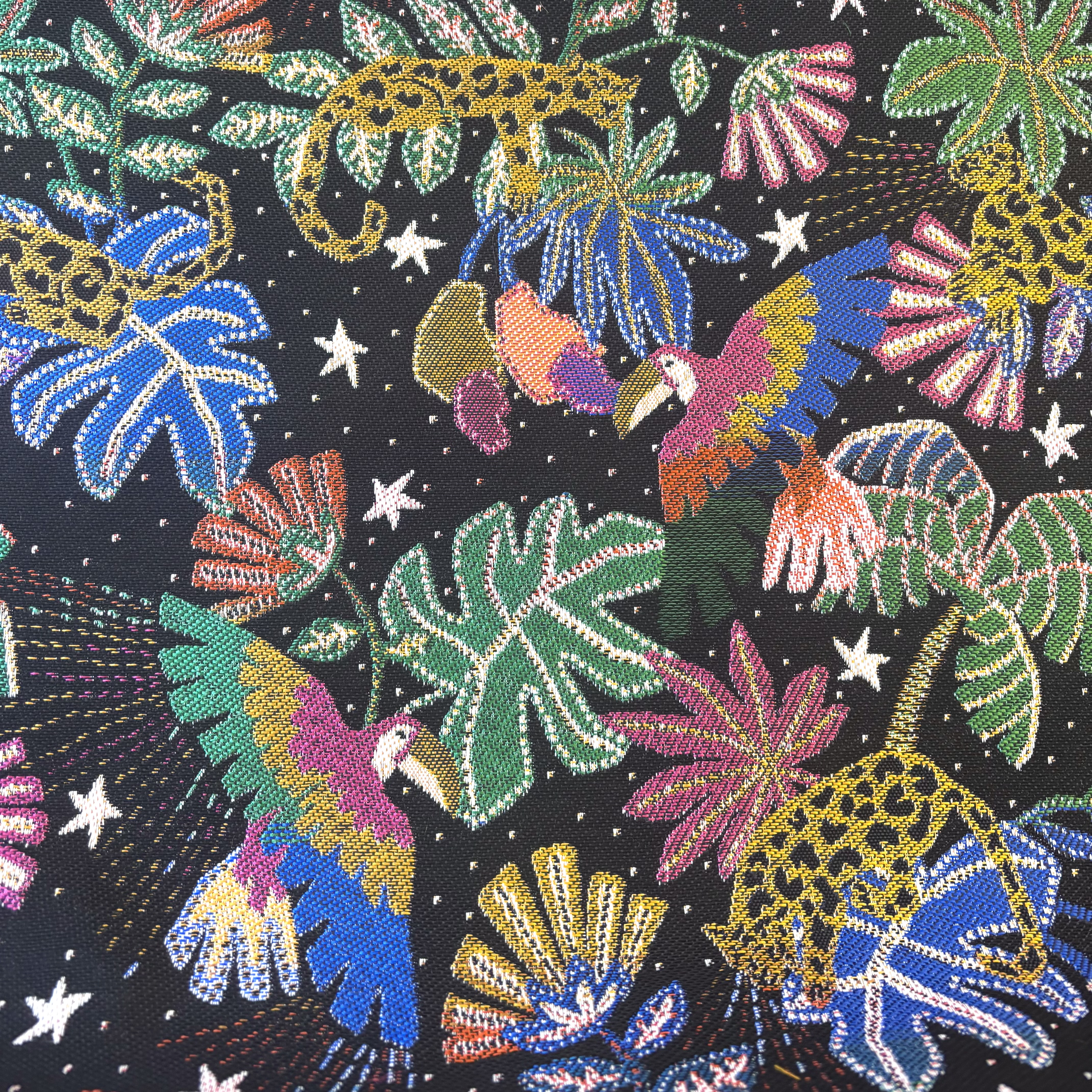 Dekostoff Jacquard Bresil Papagei und Leopard 