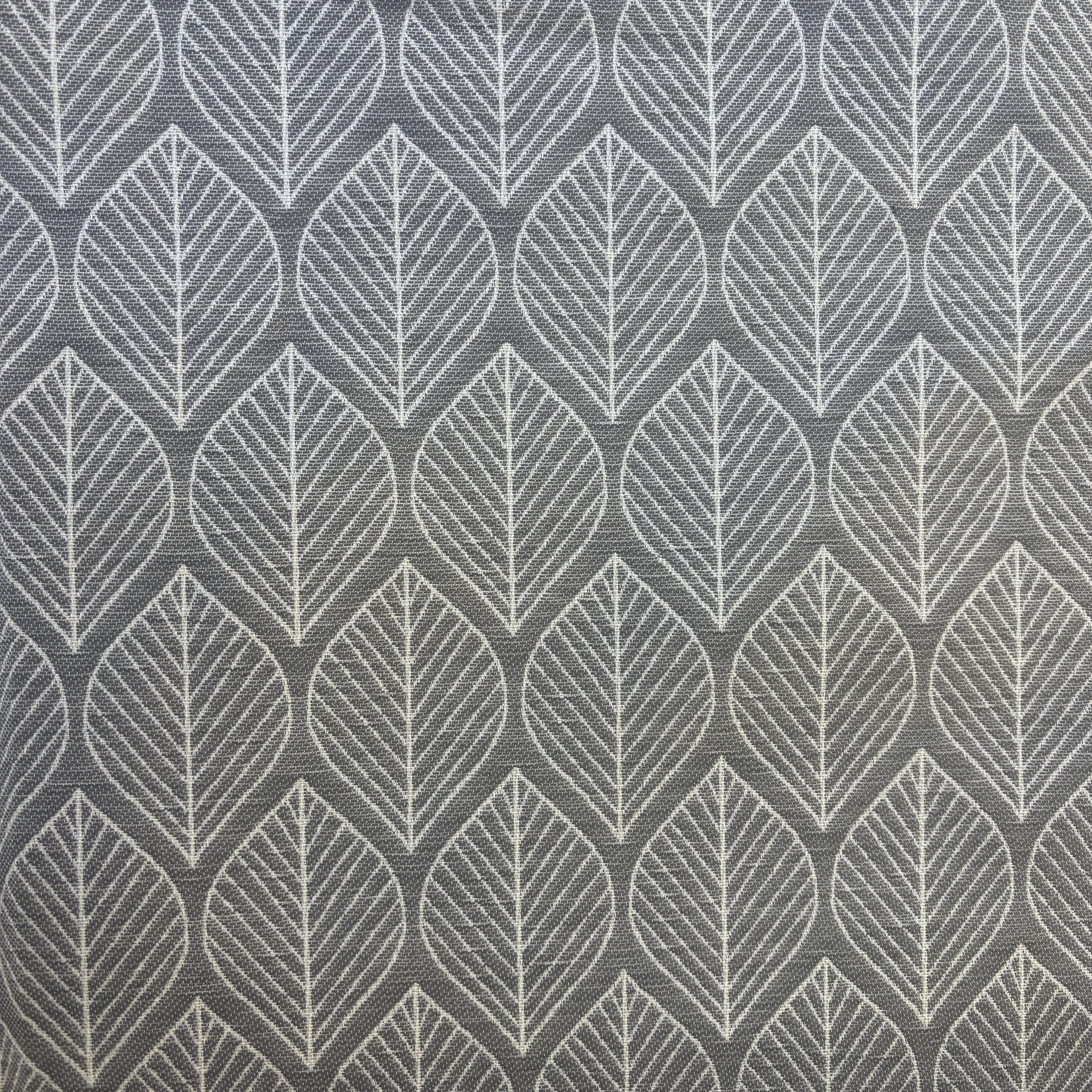 Jacquard Dekostoff grau mit Blättern