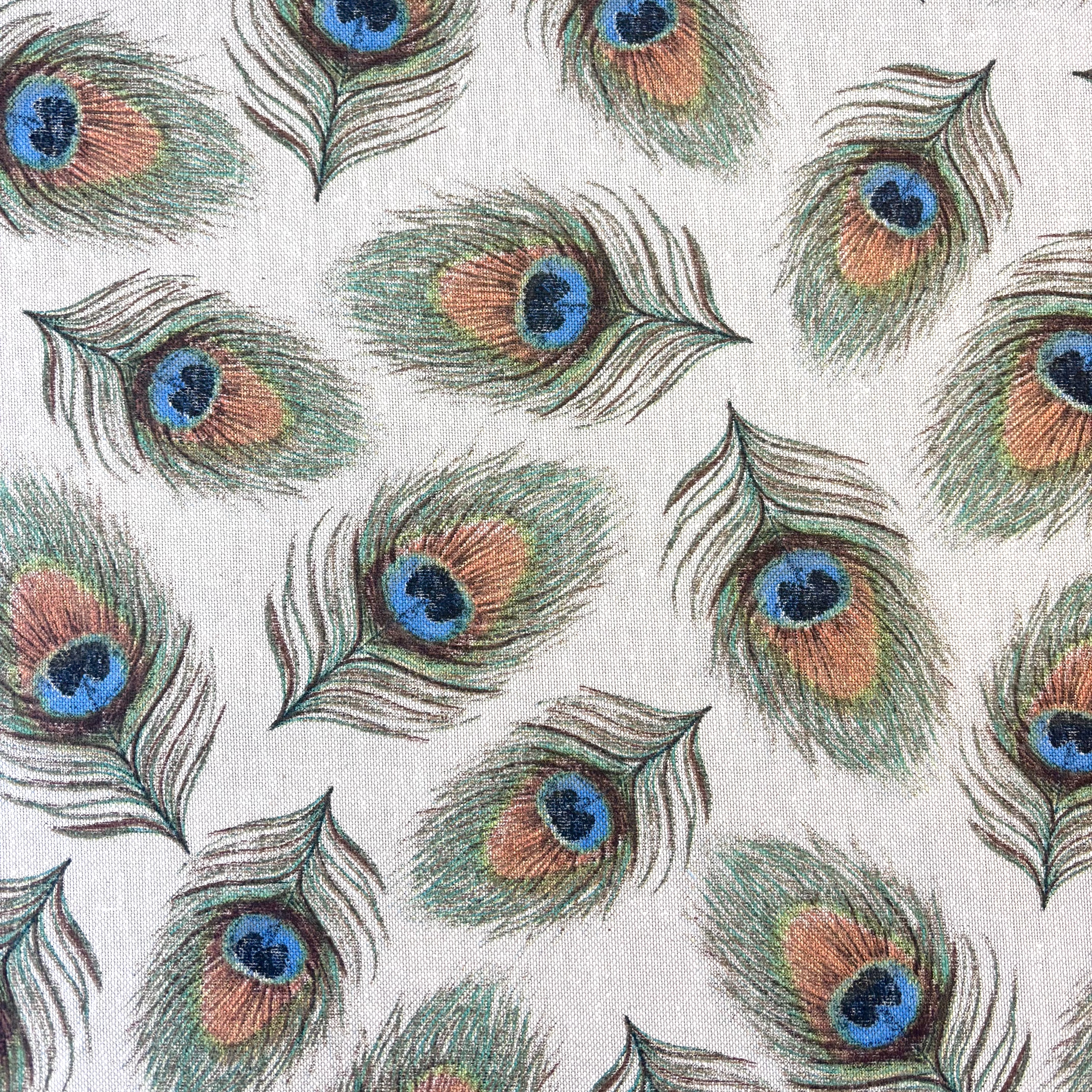 Canvas Canvasstoff natural mit Pfaufeder