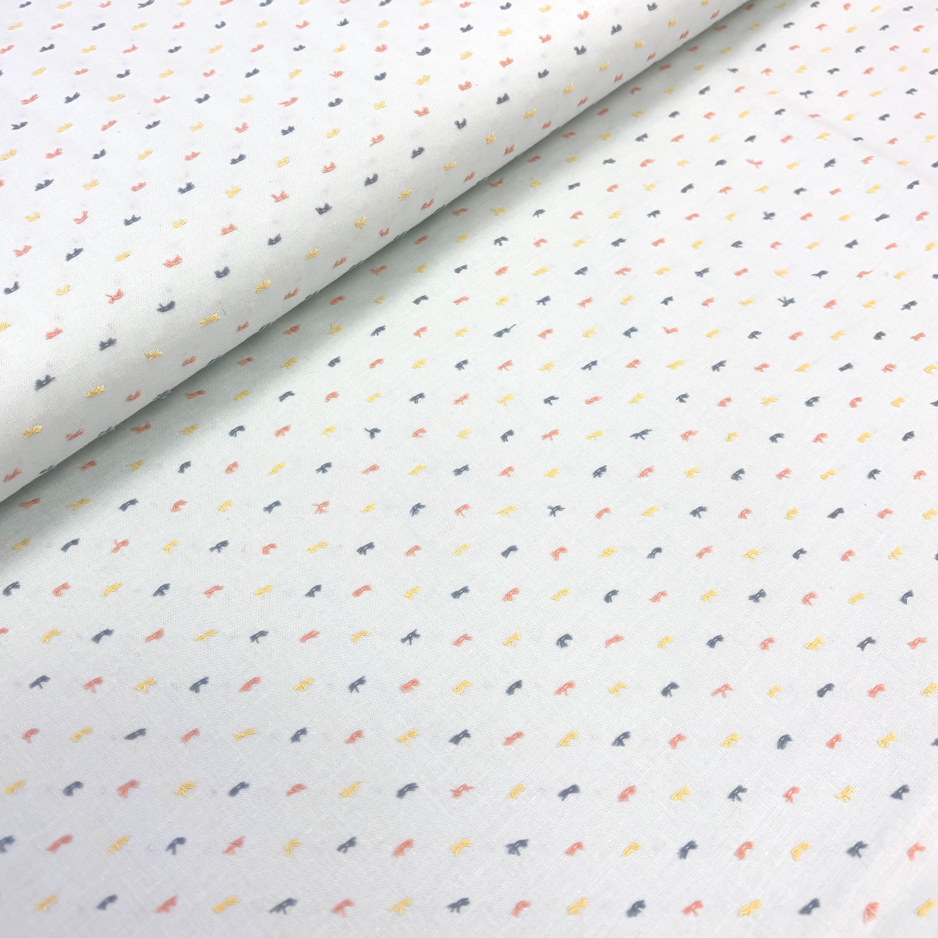 Baumwolle Dotty mint mit bunten Dottys Plumeti