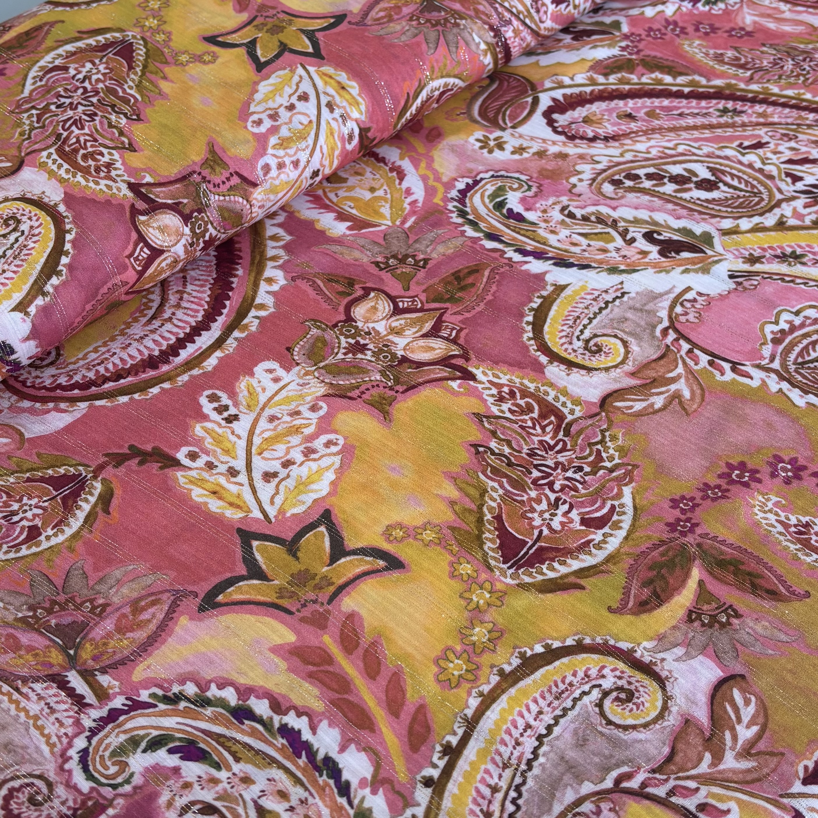 Viskose pink gelb gemustert