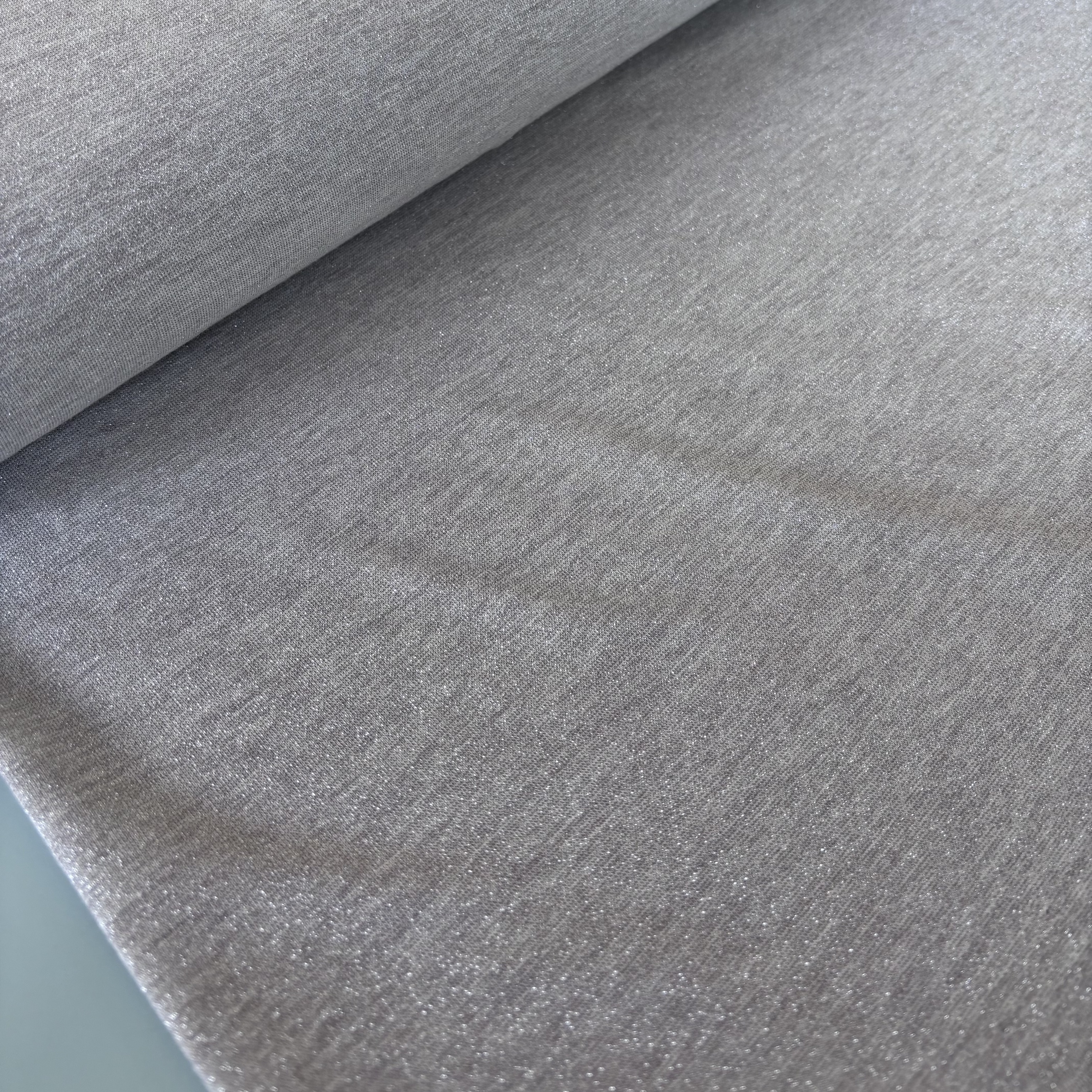 Jersey naturfarben silber glitzernd
