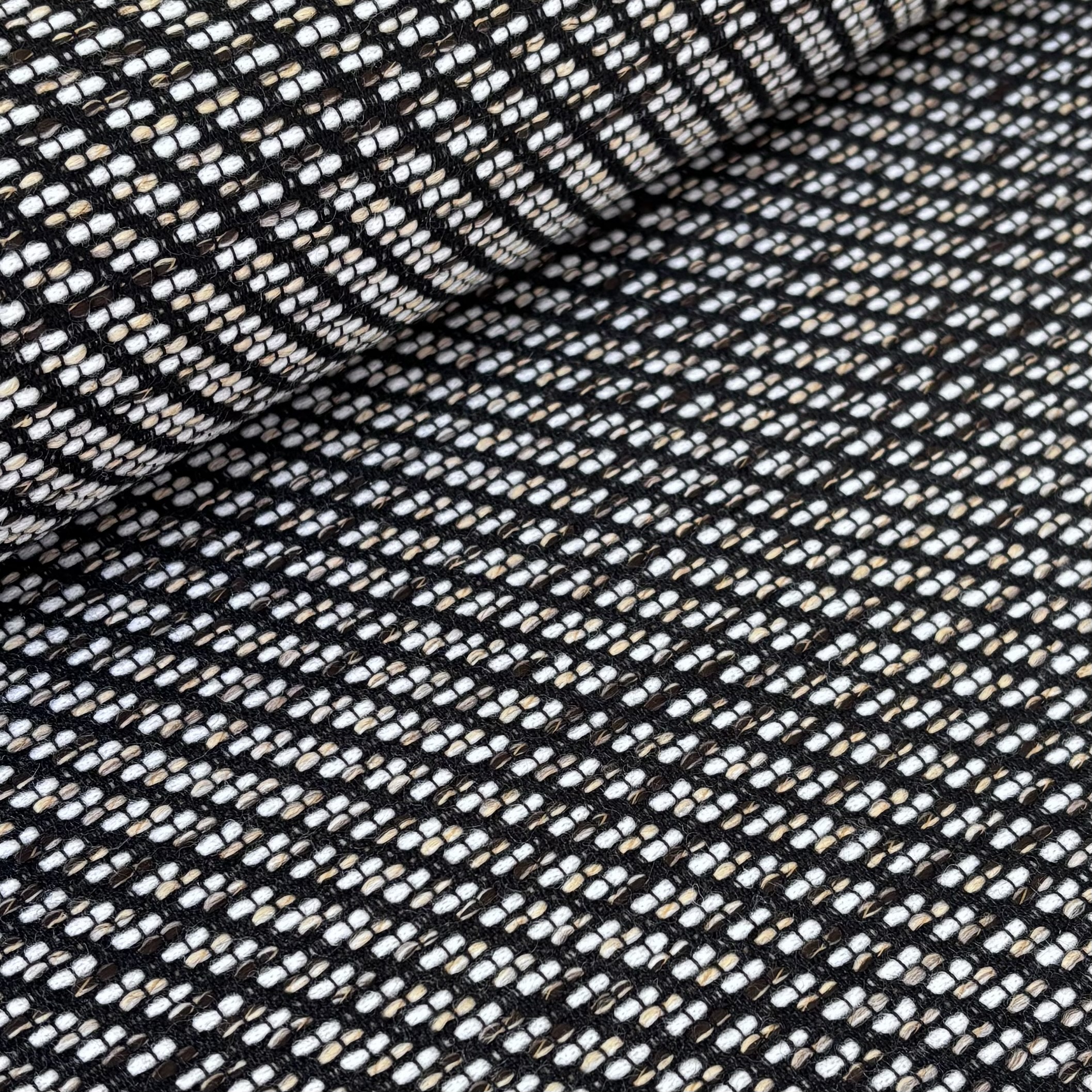 Wollstoff schwarz gemustert Mantelstoff