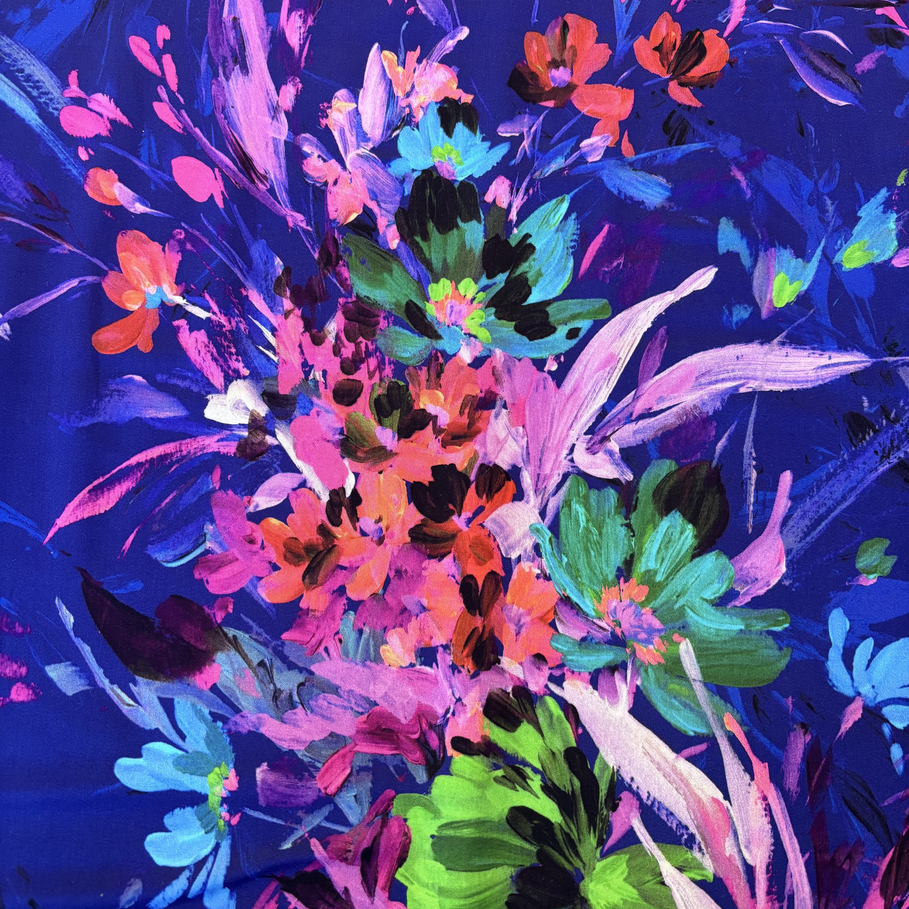 Viskose Viskosesatin Satin blau floral 