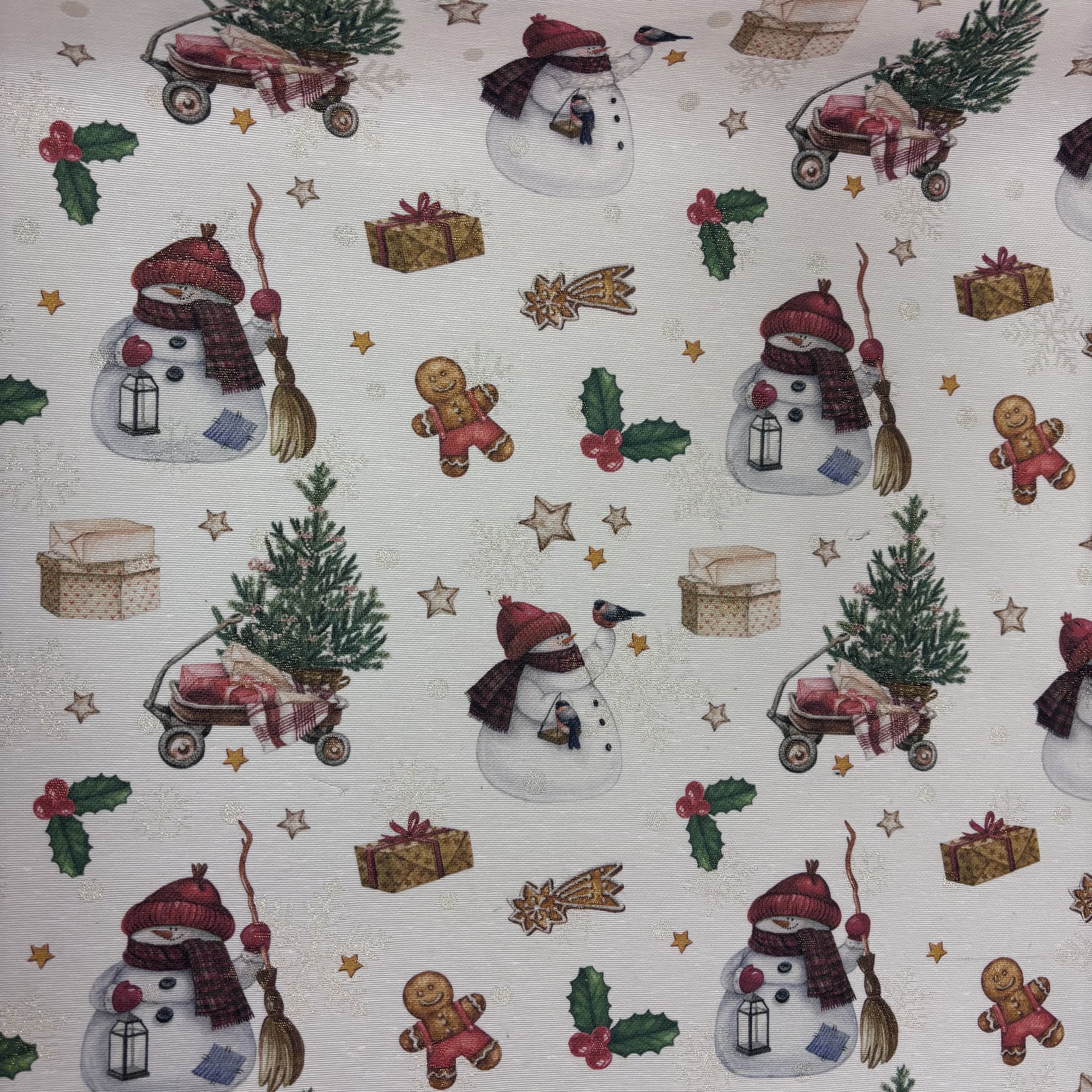 Dekostoff Weihnachtsstoff mit Schneemännern