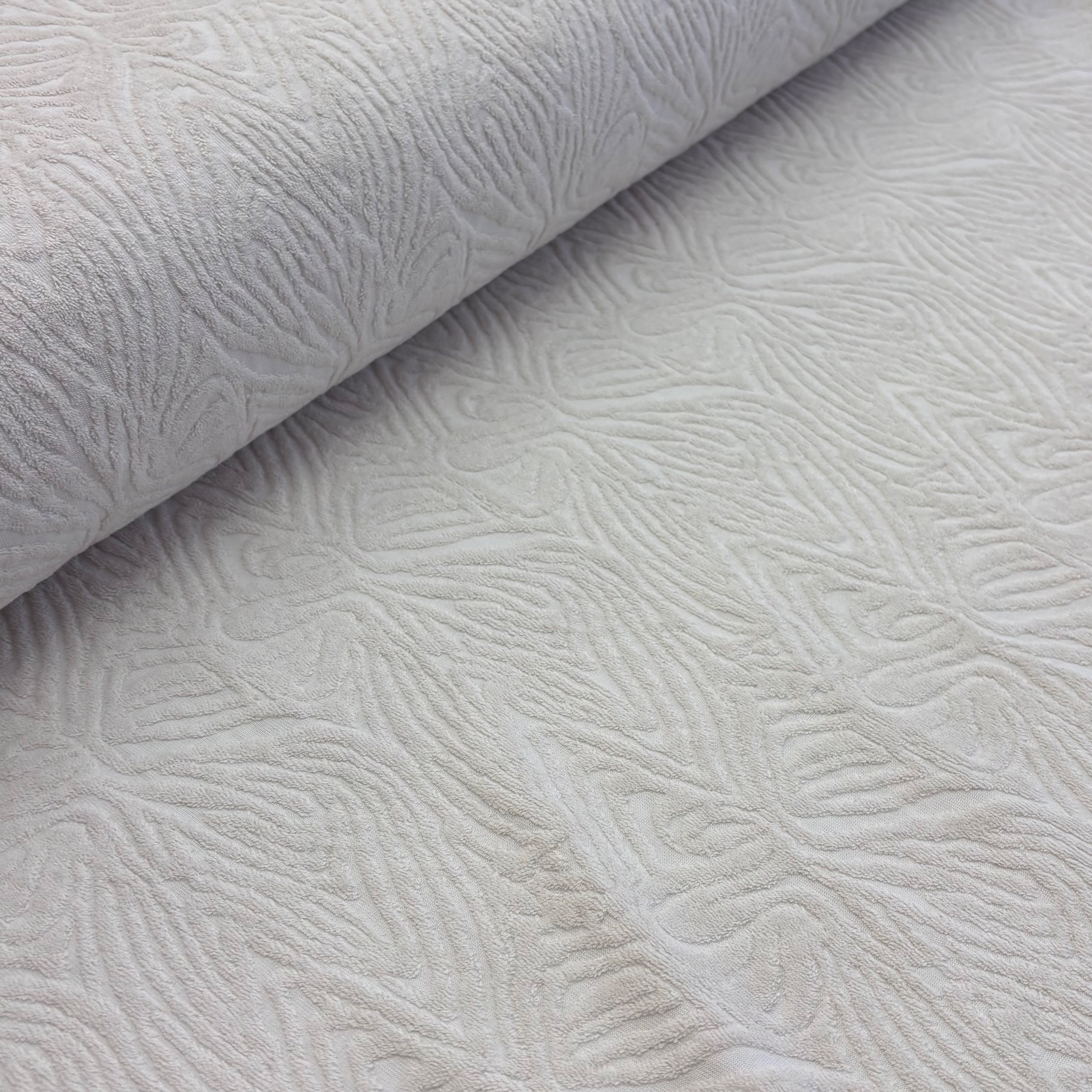 Frottee Jacquard ecru weiß 