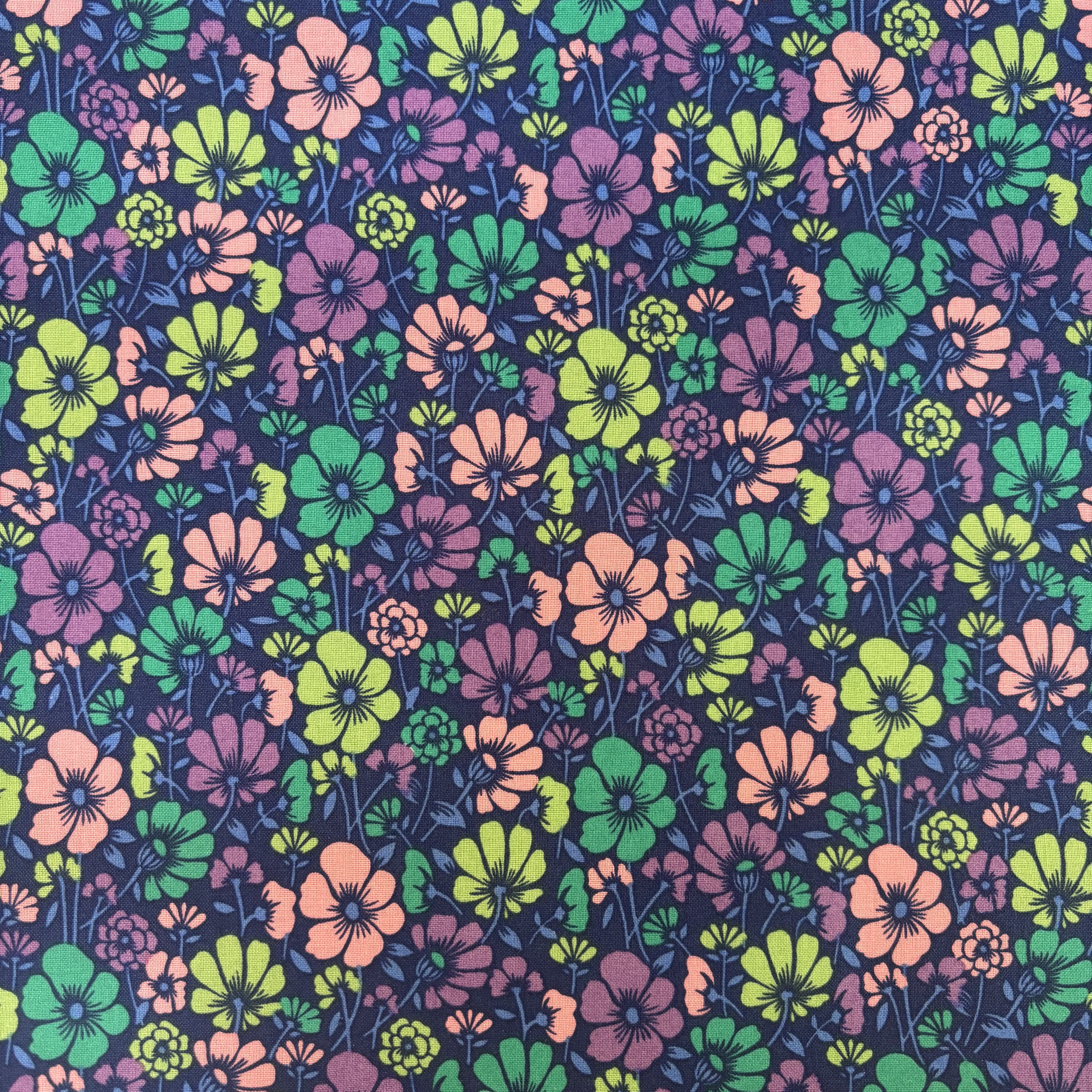 Beschichtete Baumwolle blau rosa floral