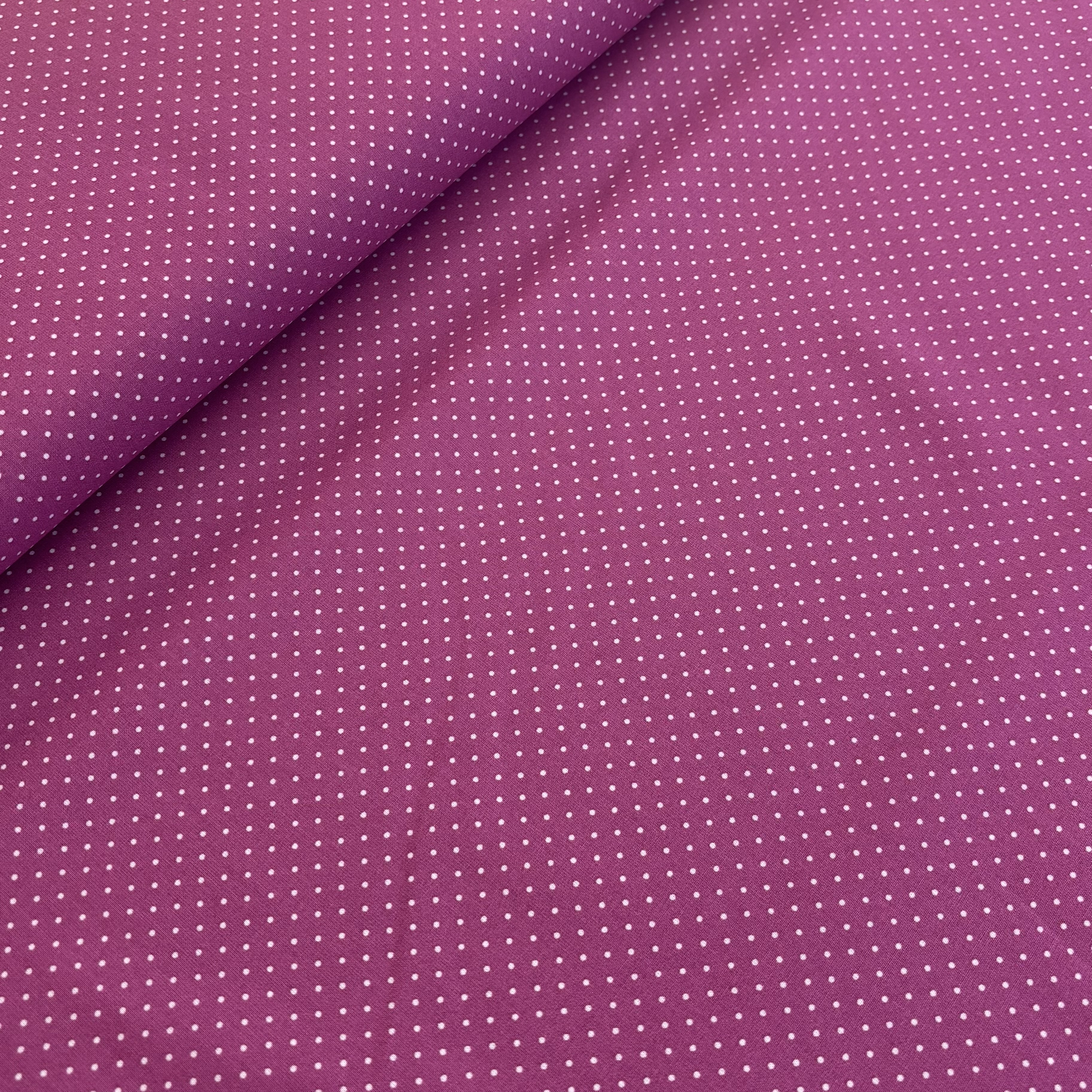 Baumwolle Dots weiß auf mauve Baumwollstoff