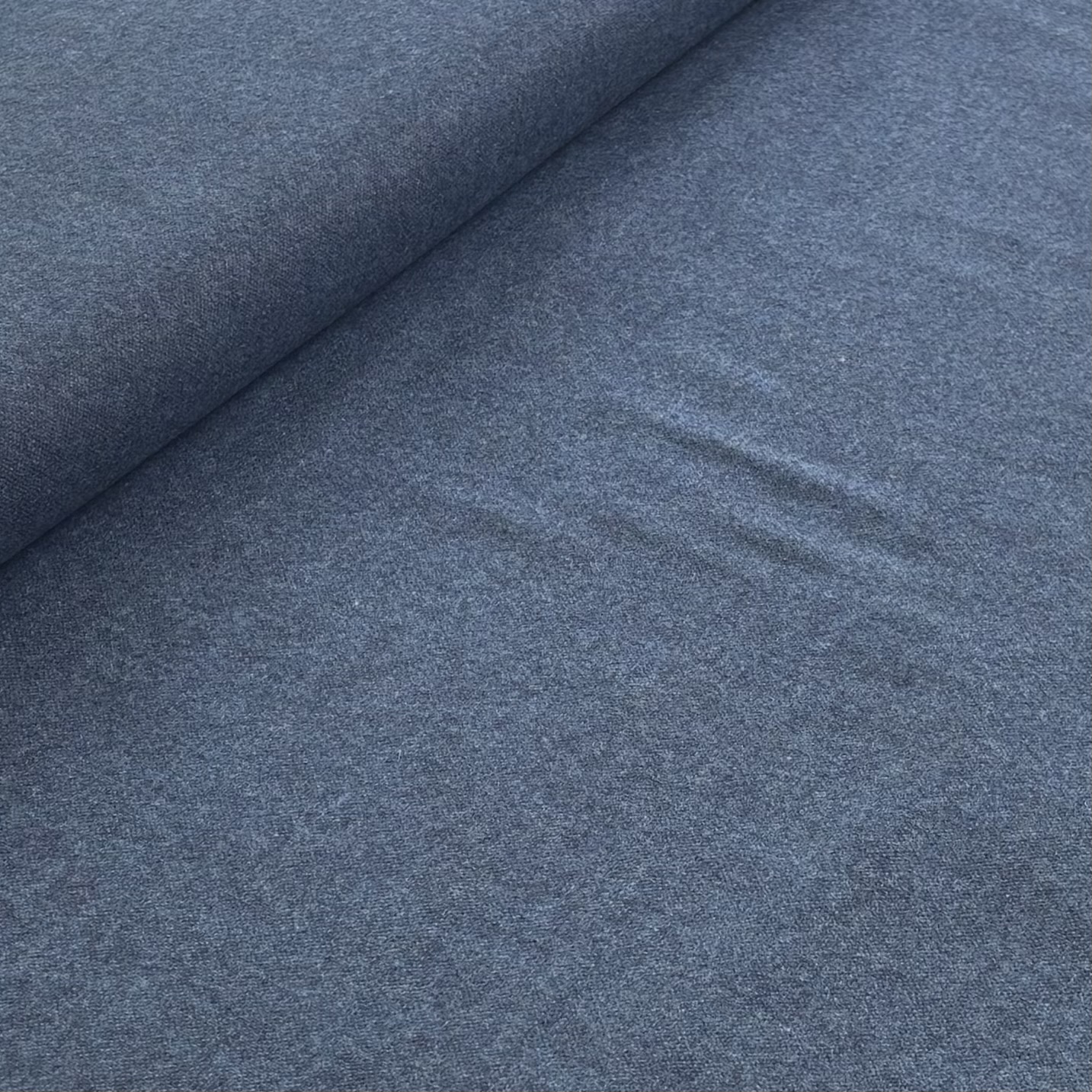 Wollstoff blau gemustert