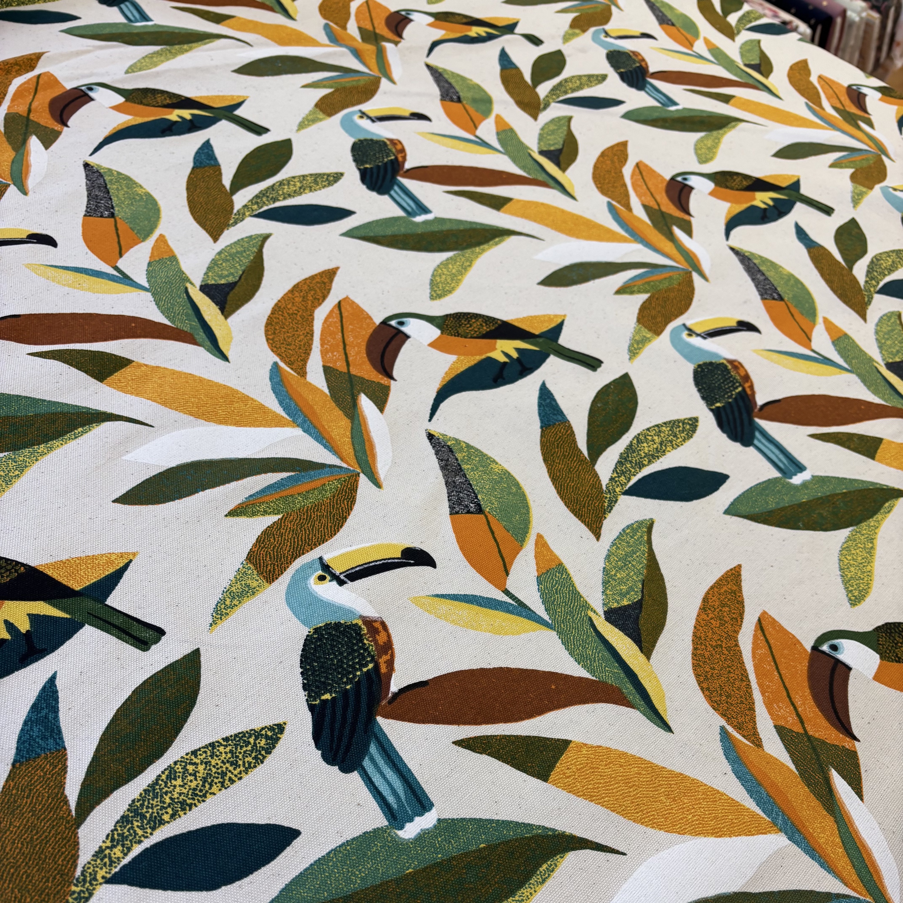 Canvas Canvasstoff natural mit Tukan 