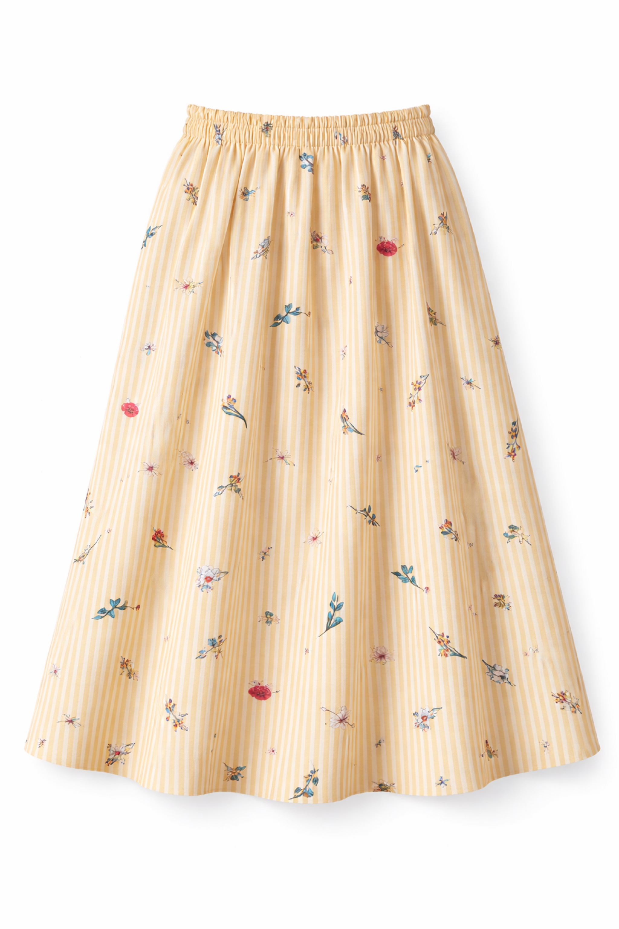 Baumwolle gelb gestreift mit Blumen