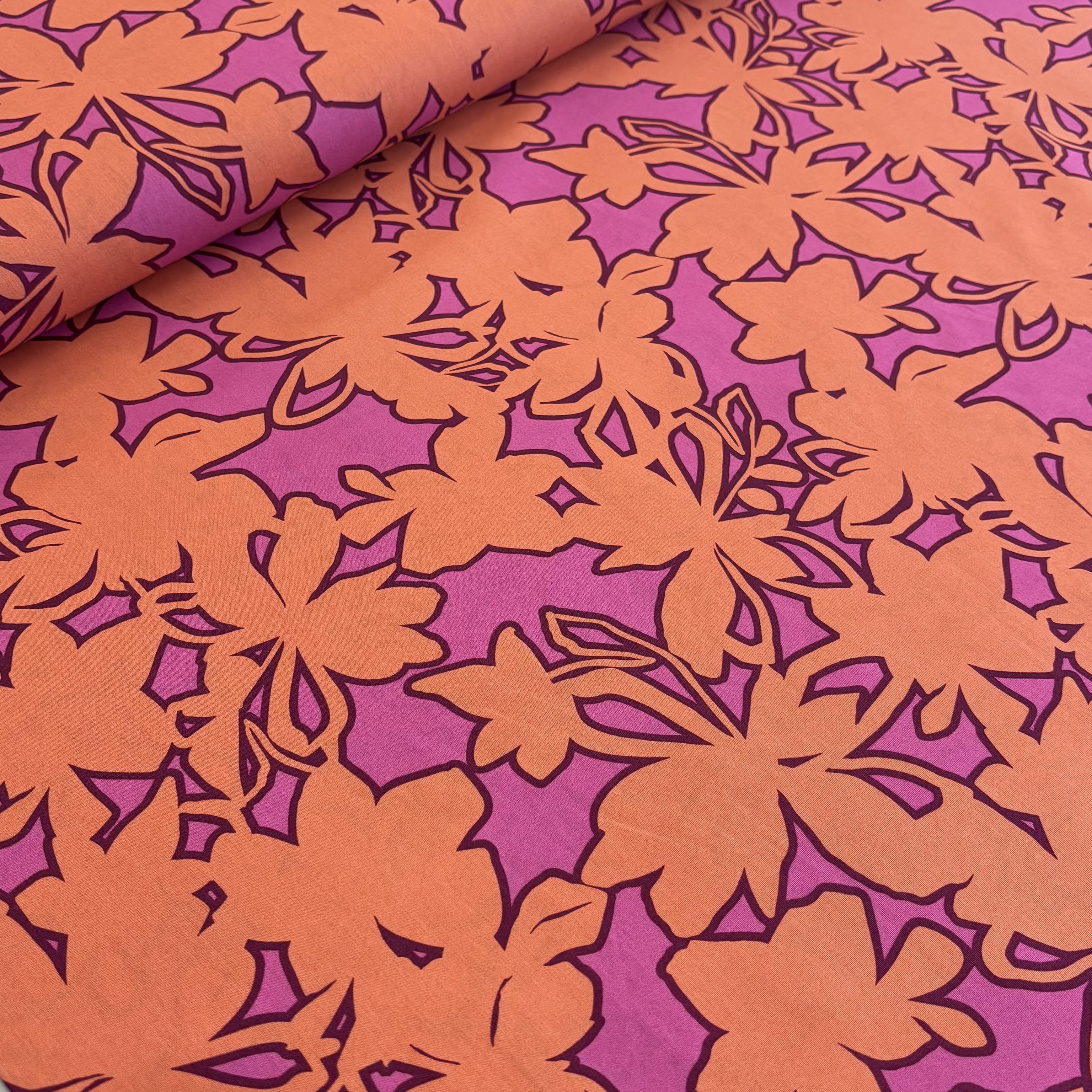 Baumwolle fine Poplin pink orange