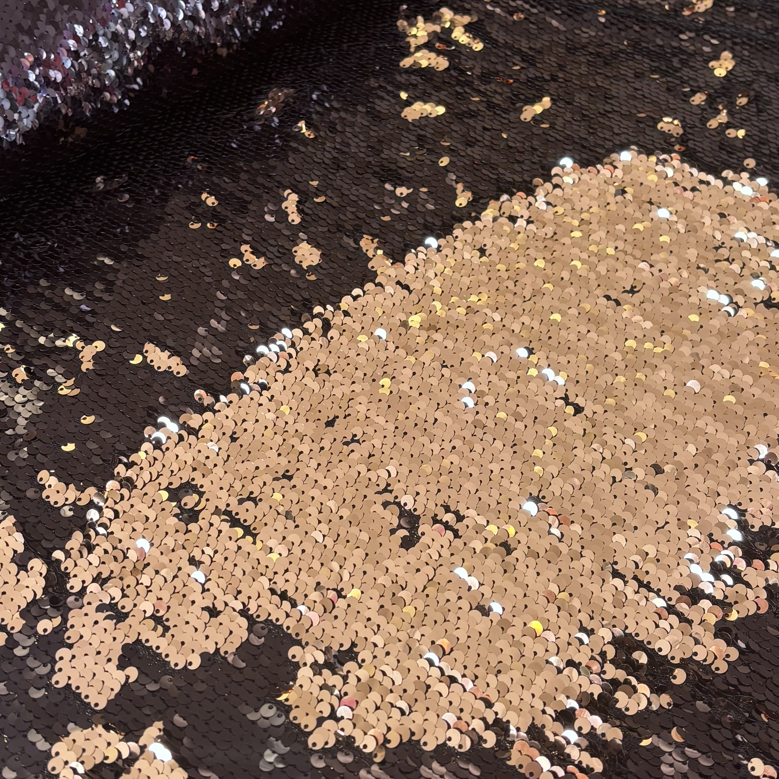 Paillettenstoff Wende-pailletten schwarz gold 