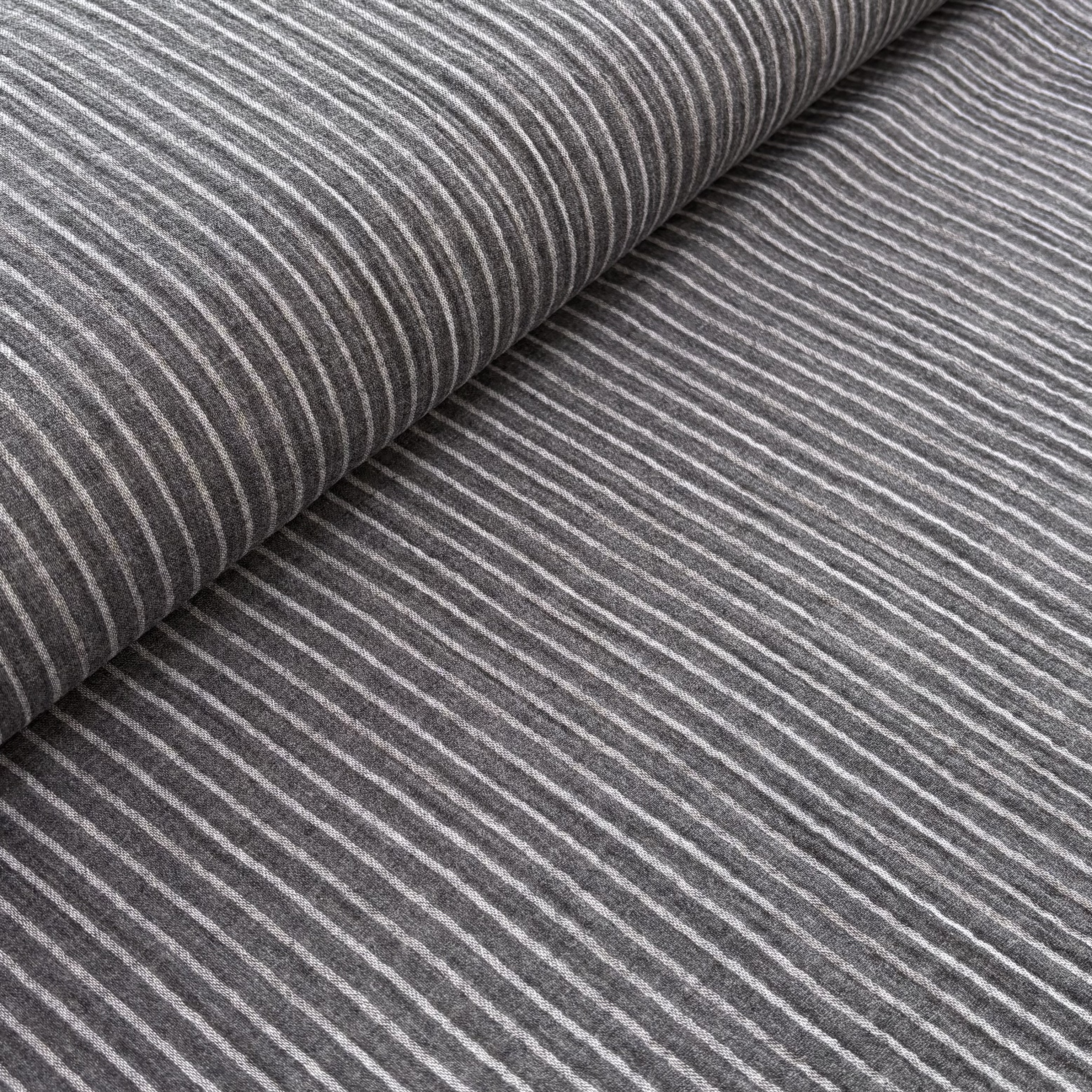 Musselin Musselinstoff grau gestreift 