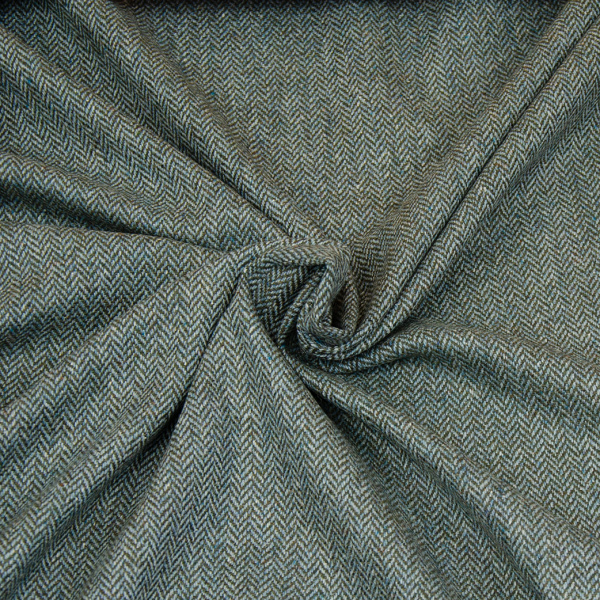 Wollstoff Wolle mit Seide grün blau "Tweed Paula"