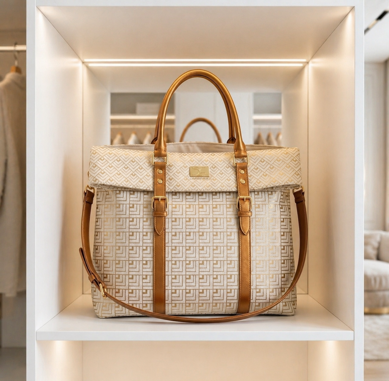 Canvas Baumwollstoff gold gemustert