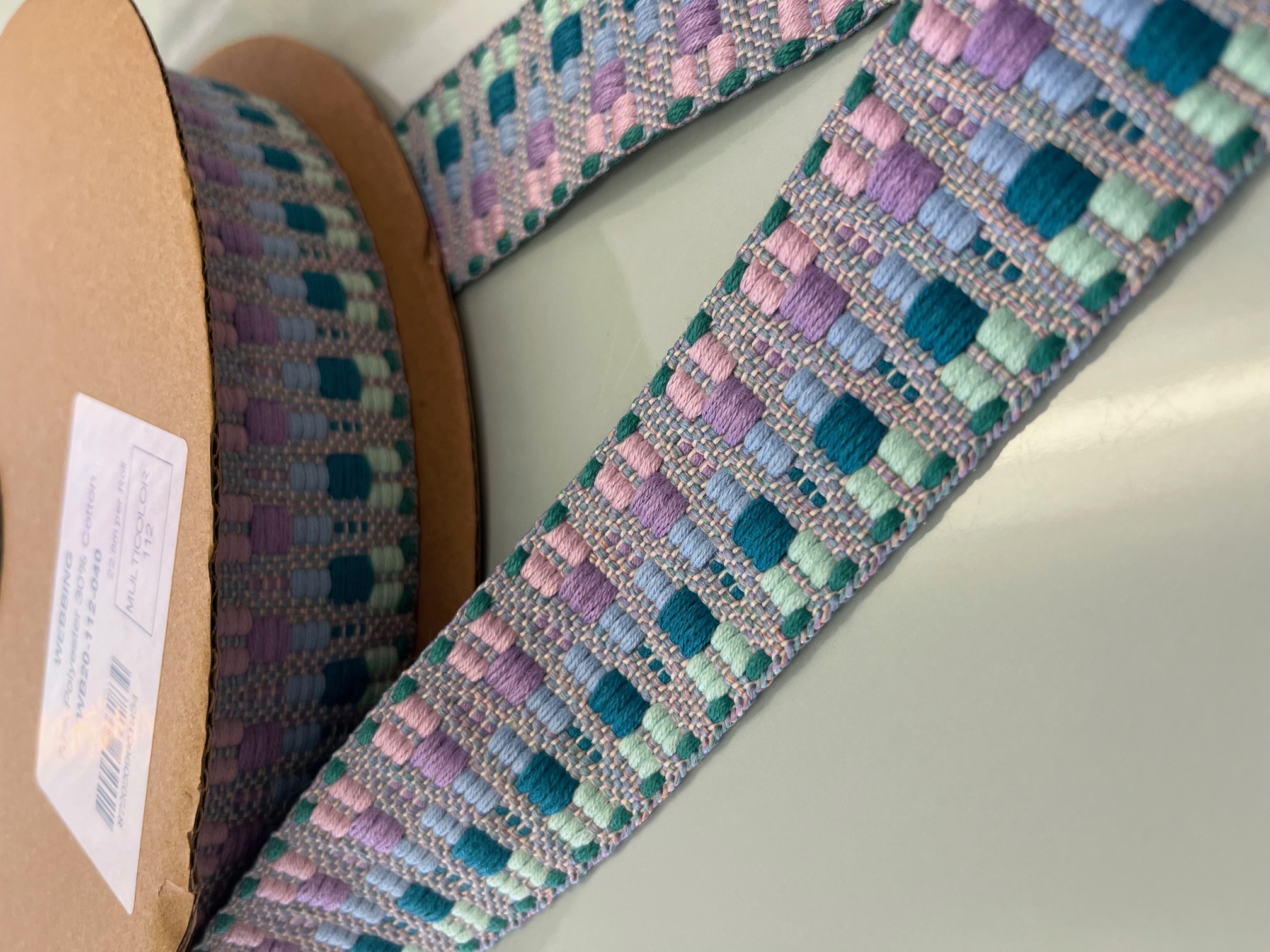 Gurtband Zick Zack 4cm blau lila