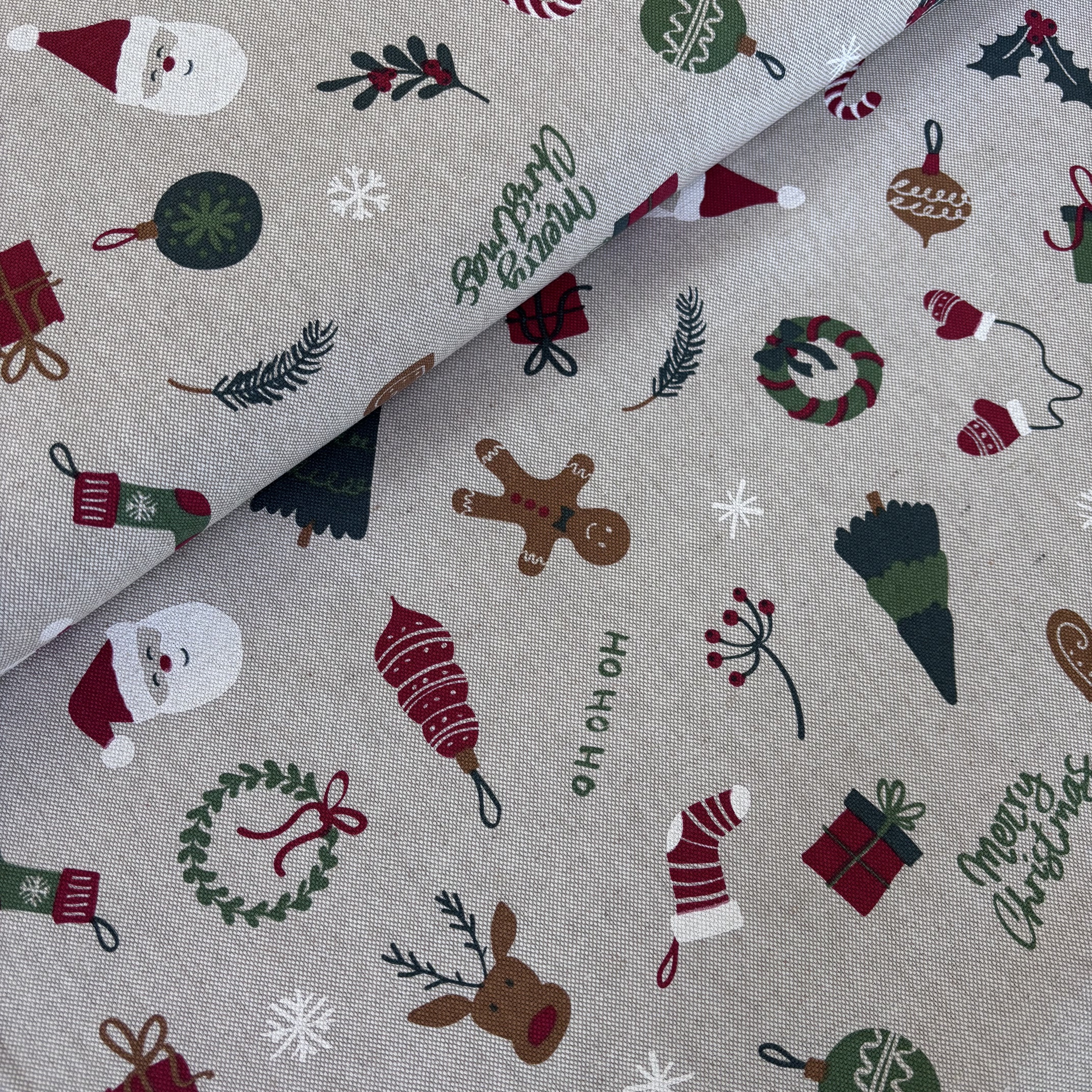 Baumwolle Canvas Weihnachtsstoff natural