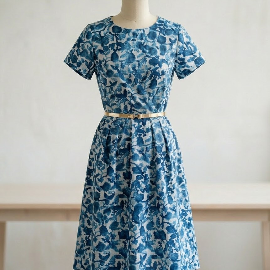 Baumwolle Baumwollstoff weiß mit blauen Blumen