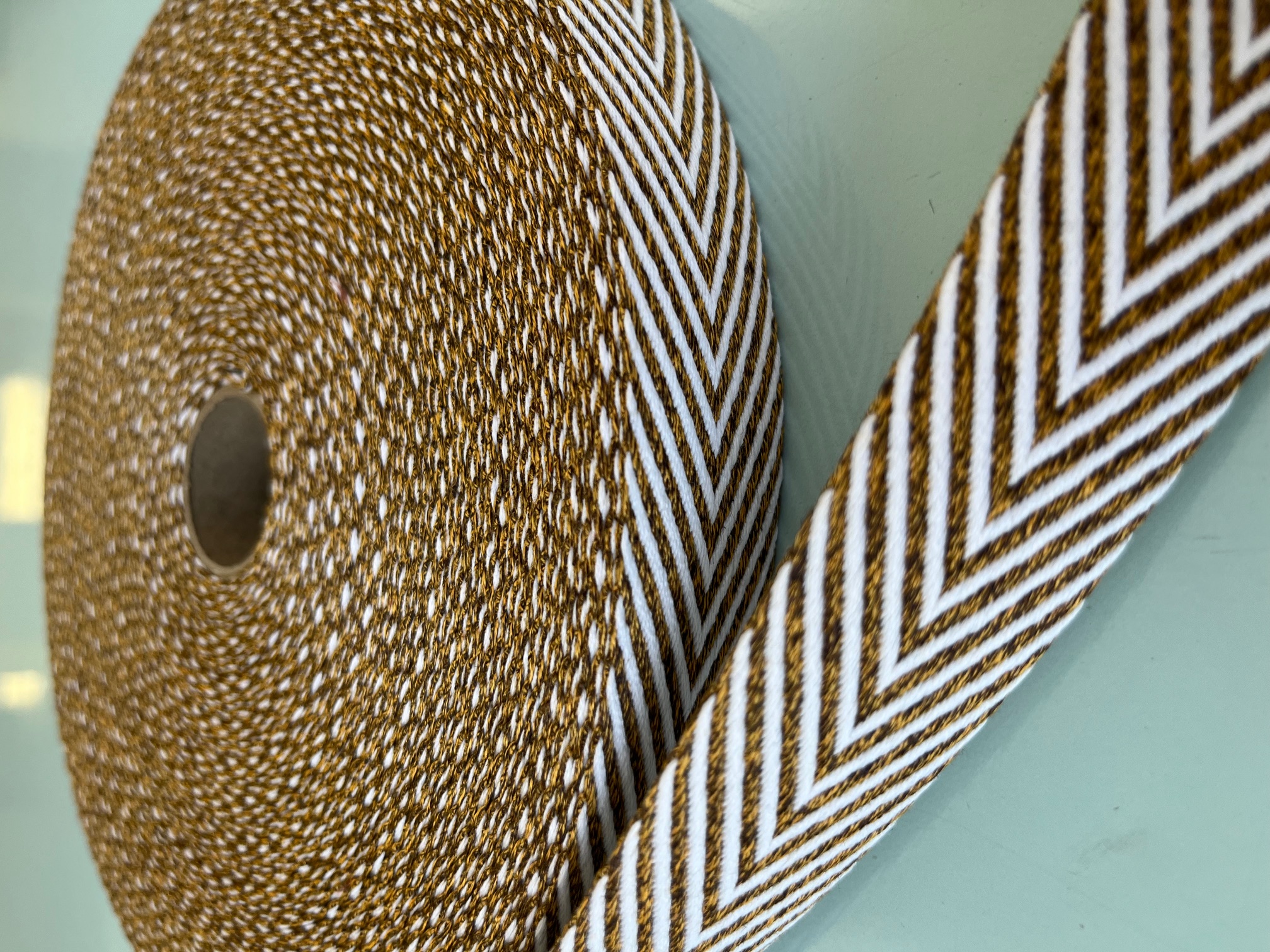 Gurtband beige weiß 3cm 